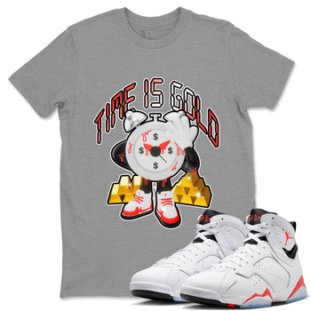 Air Jordan 7 White Infrared shirt to match jordans Time Is Gold sneaker tees AJ7 White Infrared SNRT Sneaker Release Tees Unisex Heather Grey 1 T-Shirt