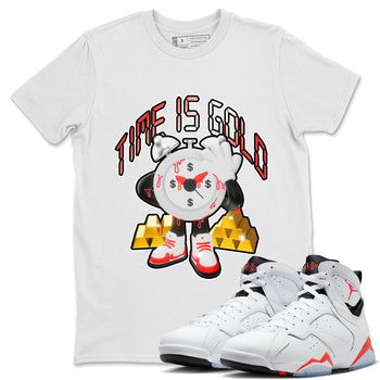 Air Jordan 7 White Infrared shirt to match jordans Time Is Gold sneaker tees AJ7 White Infrared SNRT Sneaker Release Tees Unisex White 1 T-Shirt