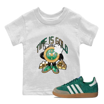 Samba Collegiate Green Gum shirt to match jordans Time Is Gold sneaker tees Adidas Green Gum SNRT Sneaker Release Tees Baby Toddler White 1 T-Shirt