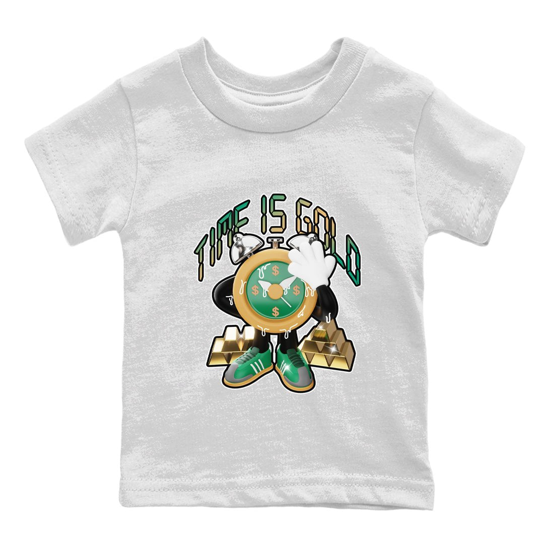 Samba Collegiate Green Gum shirt to match jordans Time Is Gold sneaker tees Adidas Green Gum SNRT Sneaker Release Tees Baby Toddler White 2 T-Shirt