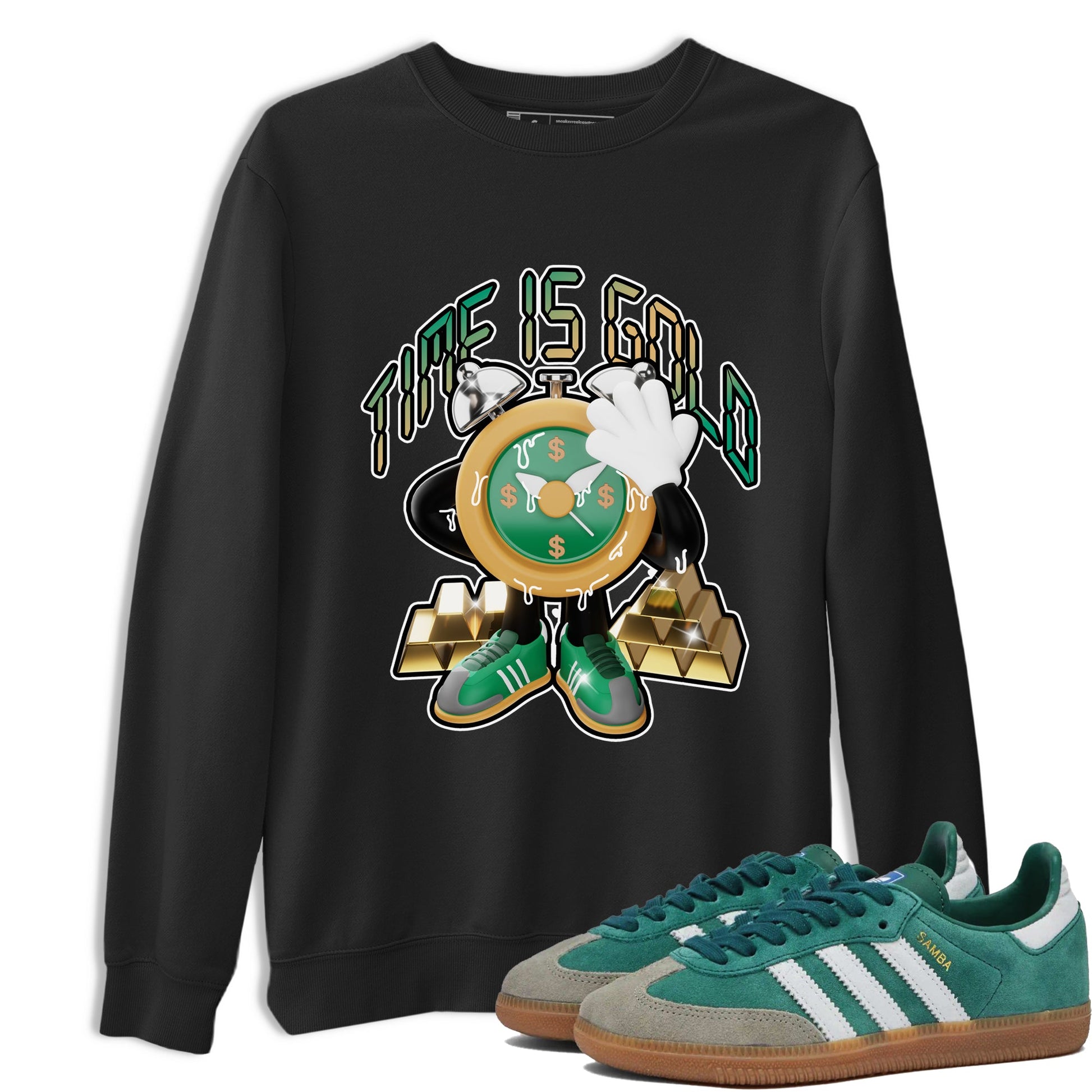 Samba Collegiate Green Gum shirt to match jordans Time Is Gold sneaker tees Adidas Green Gum SNRT Sneaker Release Tees Unisex Black 1 T-Shirt