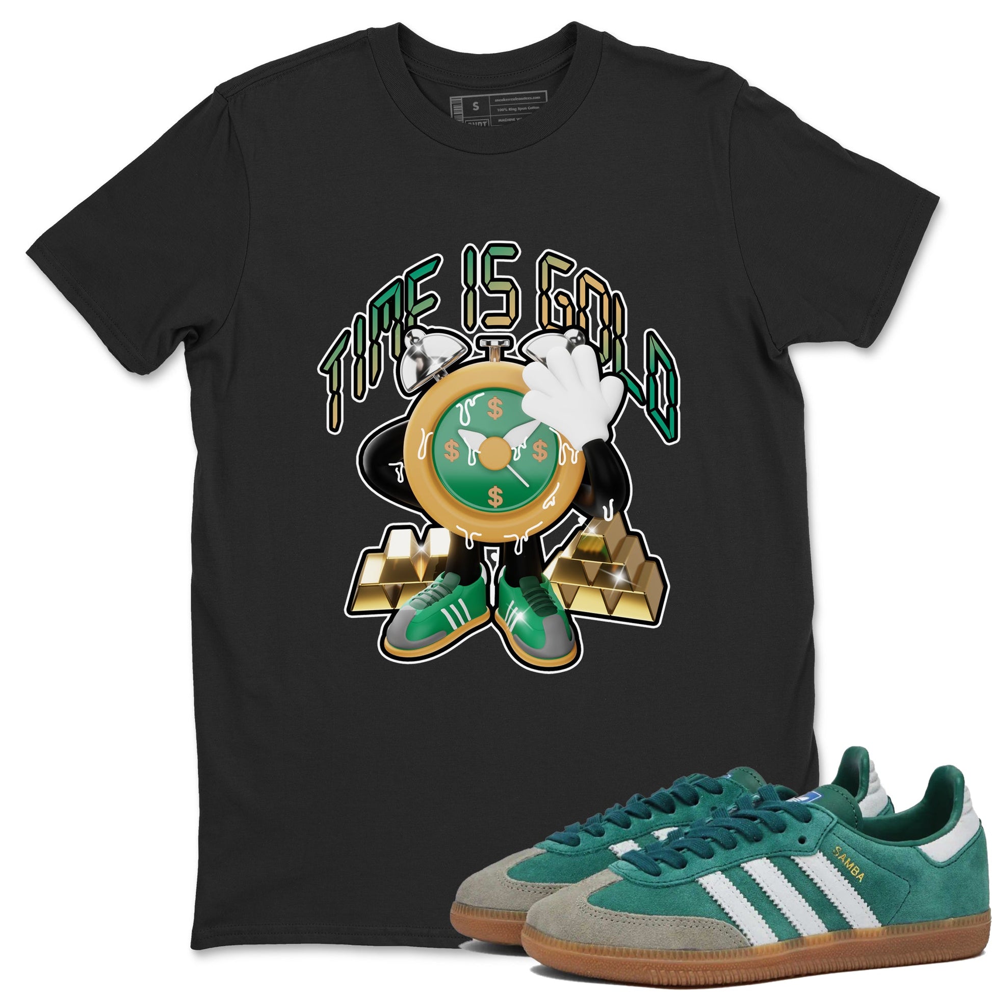 Samba Collegiate Green Gum shirt to match jordans Time Is Gold sneaker tees Adidas Green Gum SNRT Sneaker Release Tees Unisex Black 1 T-Shirt
