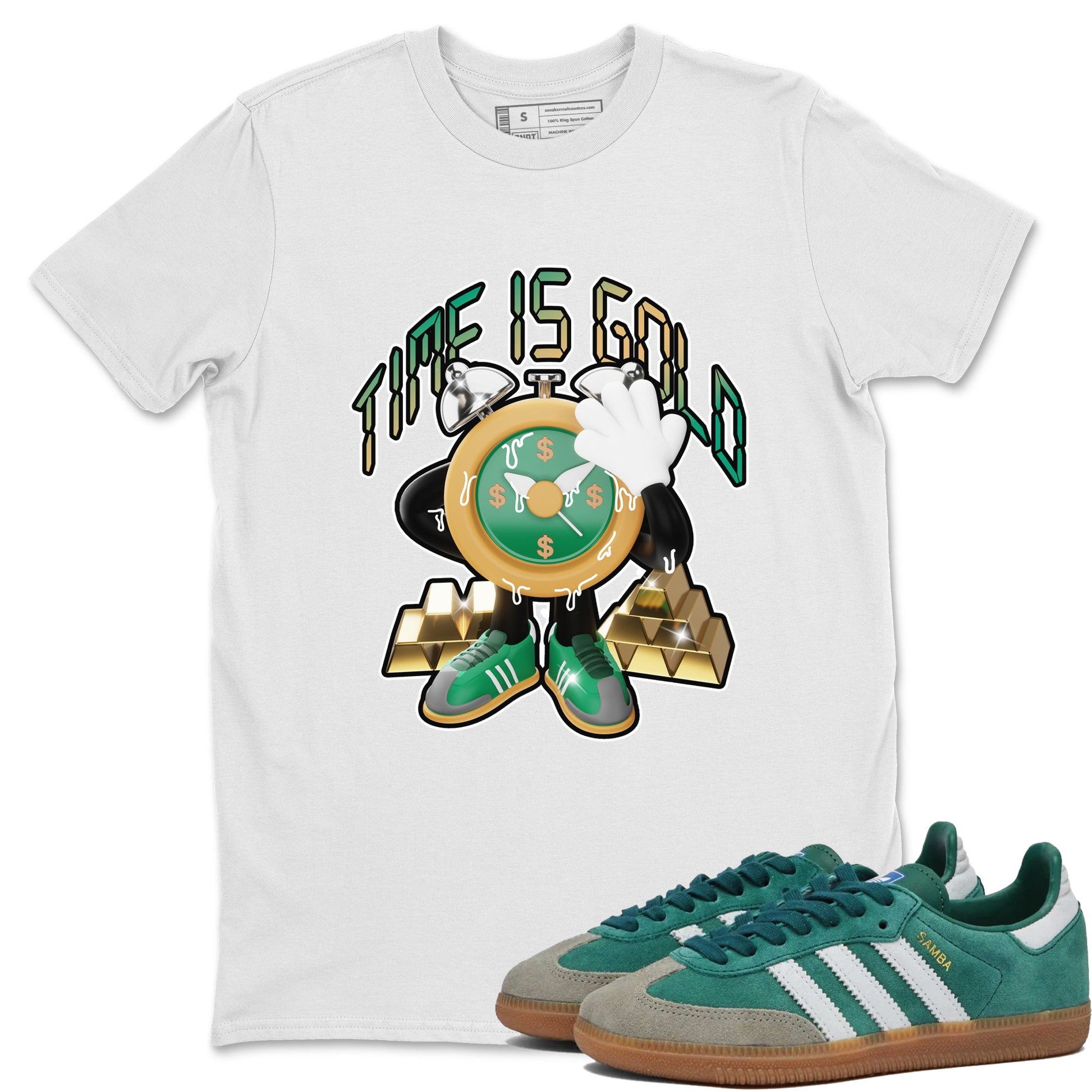 Samba Collegiate Green Gum shirt to match jordans Time Is Gold sneaker tees Adidas Green Gum SNRT Sneaker Release Tees Unisex White 1 T-Shirt