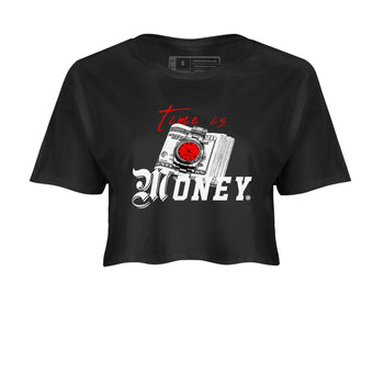Time Is Money sneaker match tees to Air Jordan 4 Bred Reimagined street fashion brand for shirts to match Jordans SNRT Sneaker Tees Air Jordan 4 Bred Reimagined unisex t-shirt Black 2 crop shirt