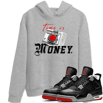 Time Is Money sneaker match tees to Air Jordan 4 Bred Reimagined street fashion brand for shirts to match Jordans SNRT Sneaker Tees Air Jordan 4 Bred Reimagined unisex t-shirt Heather Grey 1 unisex shirt