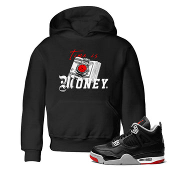 Time Is Money sneaker match tees to Air Jordan 4 Bred Reimagined street fashion brand for shirts to match Jordans SNRT Sneaker Tees Air Jordan 4 Bred Reimagined unisex t-shirt Black 1 youth shirt