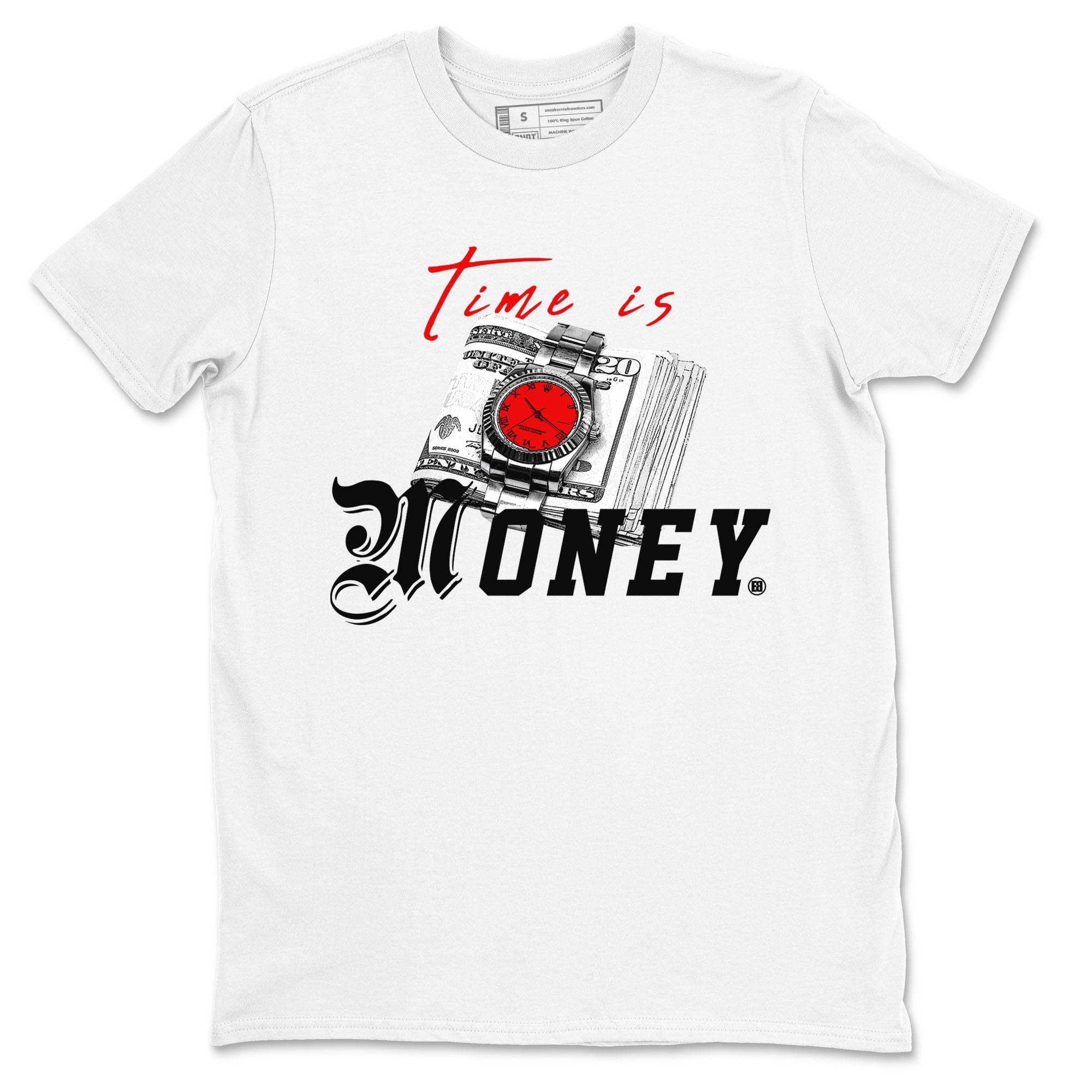 Time Is Money sneaker match tees to Air Jordan 4 Bred Reimagined street fashion brand for shirts to match Jordans SNRT Sneaker Tees Air Jordan 4 Bred Reimagined unisex t-shirt White 2 unisex shirt