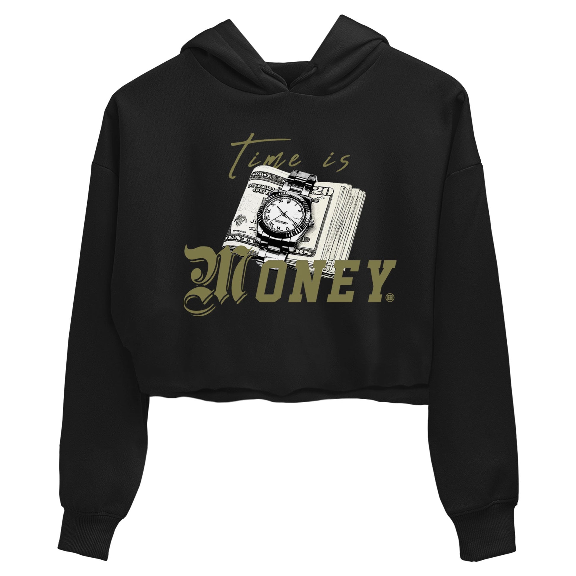 AJ4 Medium Olive shirt to match jordans Time Is Money sneaker tees Air Jordan 4 Medium Olive SNRT Sneaker Release Tees Black 2 Crop T-Shirt