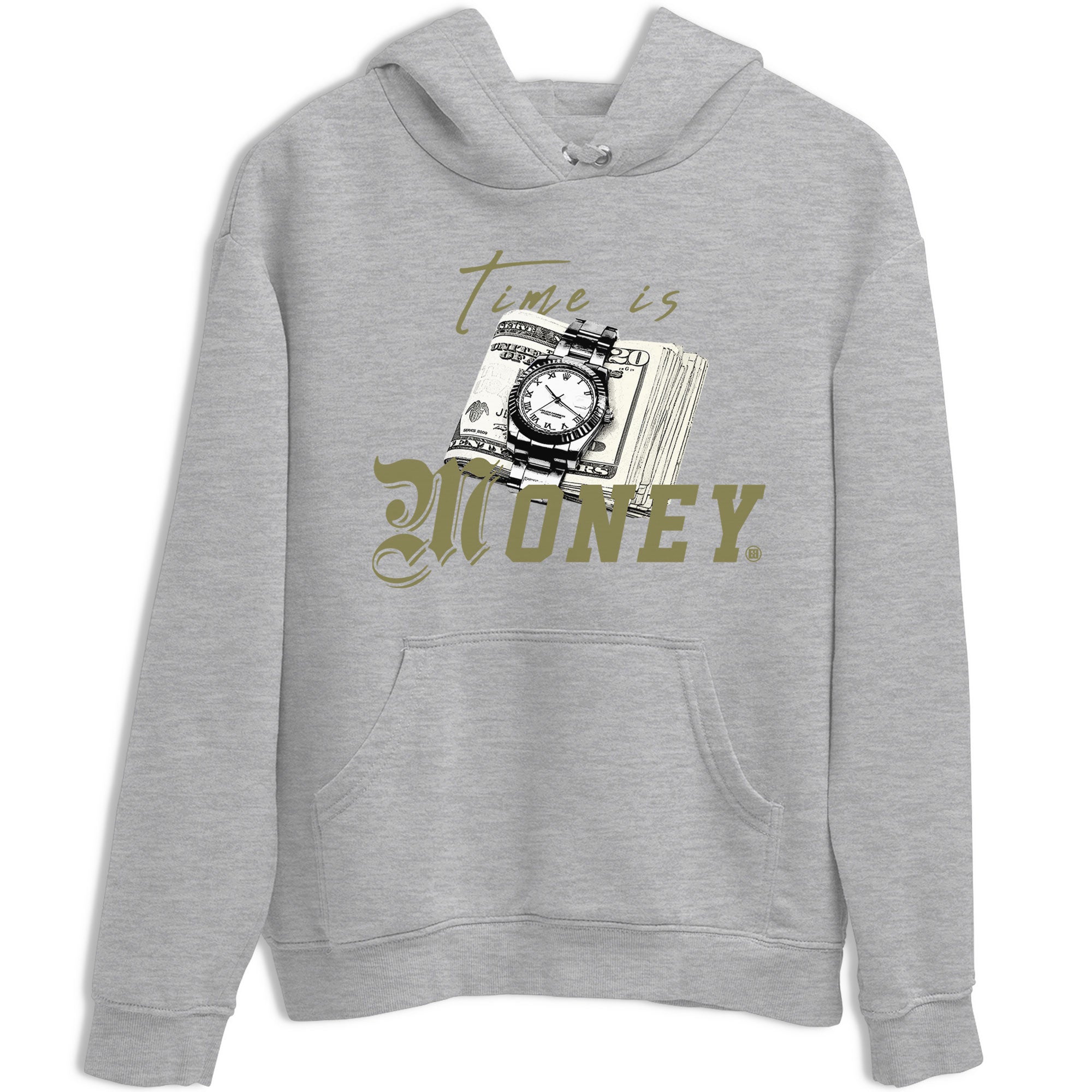 AJ4 Medium Olive shirt to match jordans Time Is Money sneaker tees Air Jordan 4 Medium Olive SNRT Sneaker Release Tees Unisex Heather Grey 2 T-Shirt