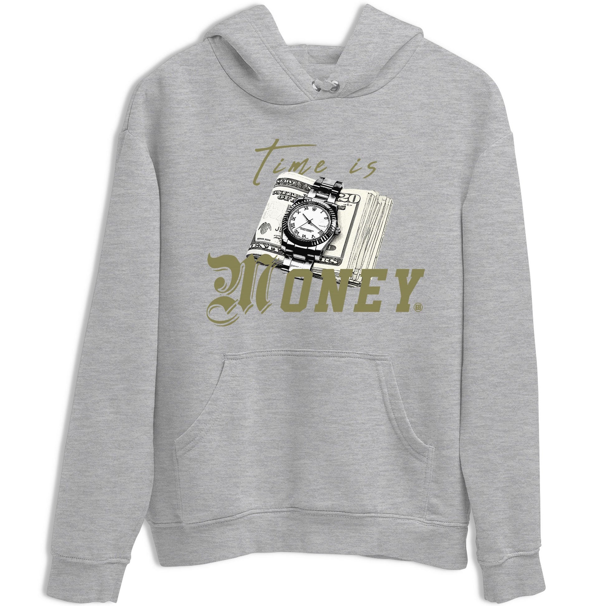 AJ4 Medium Olive shirt to match jordans Time Is Money sneaker tees Air Jordan 4 Medium Olive SNRT Sneaker Release Tees Unisex Heather Grey 2 T-Shirt