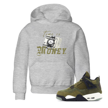 AJ4 Medium Olive shirt to match jordans Time Is Money sneaker tees Air Jordan 4 Retro Medium Olive SNRT Sneaker Release Tees Baby Toddler Heather Grey 1 T-Shirt