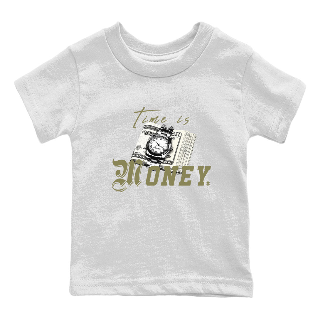 AJ4 Medium Olive shirt to match jordans Time Is Money sneaker tees Air Jordan 4 Retro Medium Olive SNRT Sneaker Release Tees Baby Toddler White 2 T-Shirt