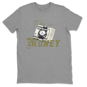 AJ4 Medium Olive shirt to match jordans Time Is Money sneaker tees Air Jordan 4 Medium Olive SNRT Sneaker Release Tees Unisex Heather Grey 2 T-Shirt