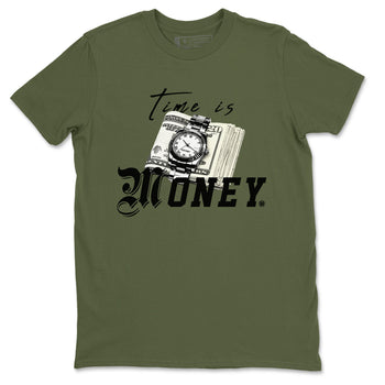 AJ4 Medium Olive shirt to match jordans Time Is Money sneaker tees Air Jordan 4 Medium Olive SNRT Sneaker Release Tees Unisex Military Green 2 T-Shirt