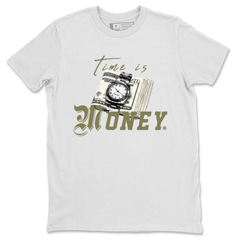 AJ4 Medium Olive shirt to match jordans Time Is Money sneaker tees Air Jordan 4 Medium Olive SNRT Sneaker Release Tees Unisex White 2 T-Shirt