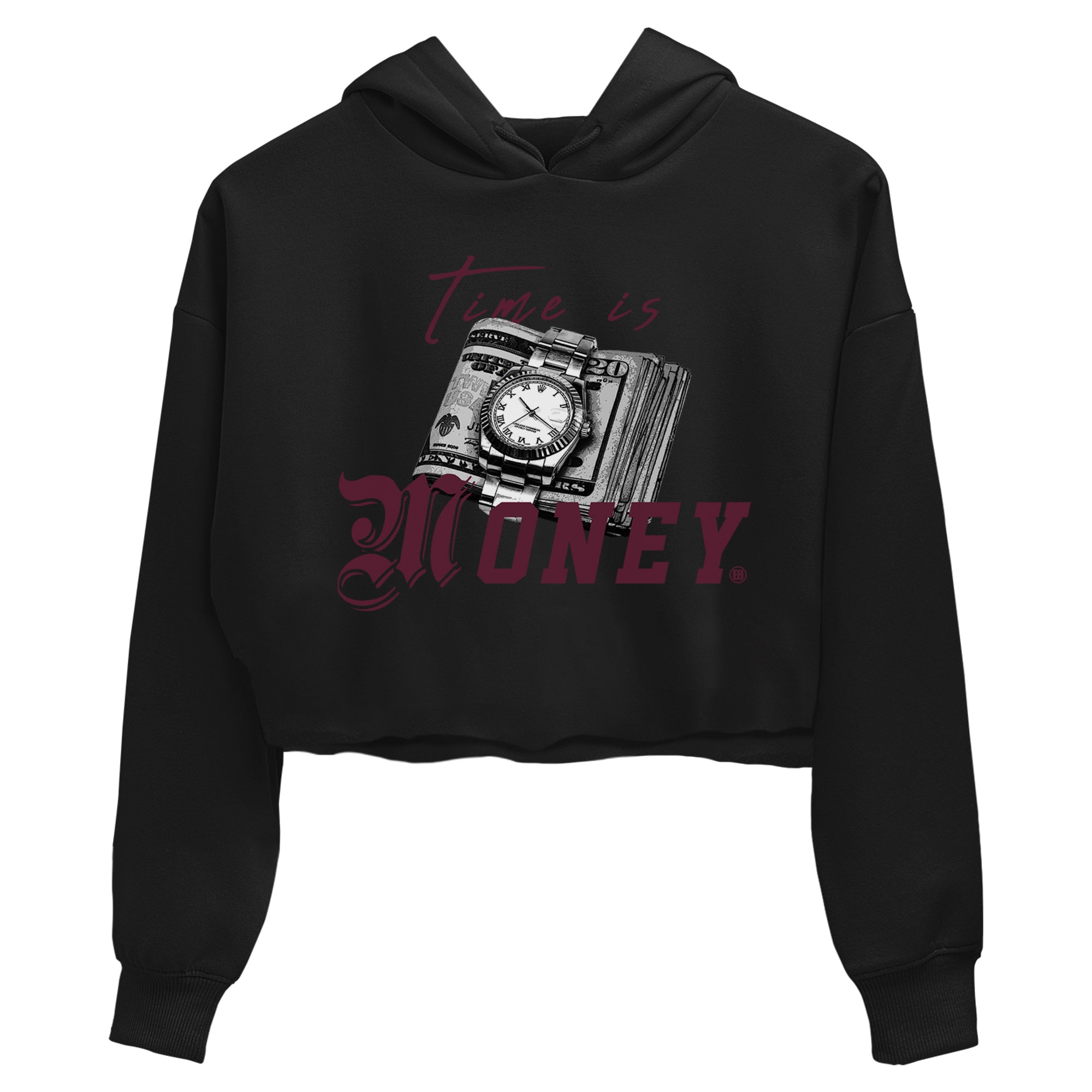 Air Jordan 5 Burgundy Sneaker Match Tees Time Is Money Sneaker T-Shirt AJ5 Burgundy Sneaker Release Tees Women's Shirts Black 2