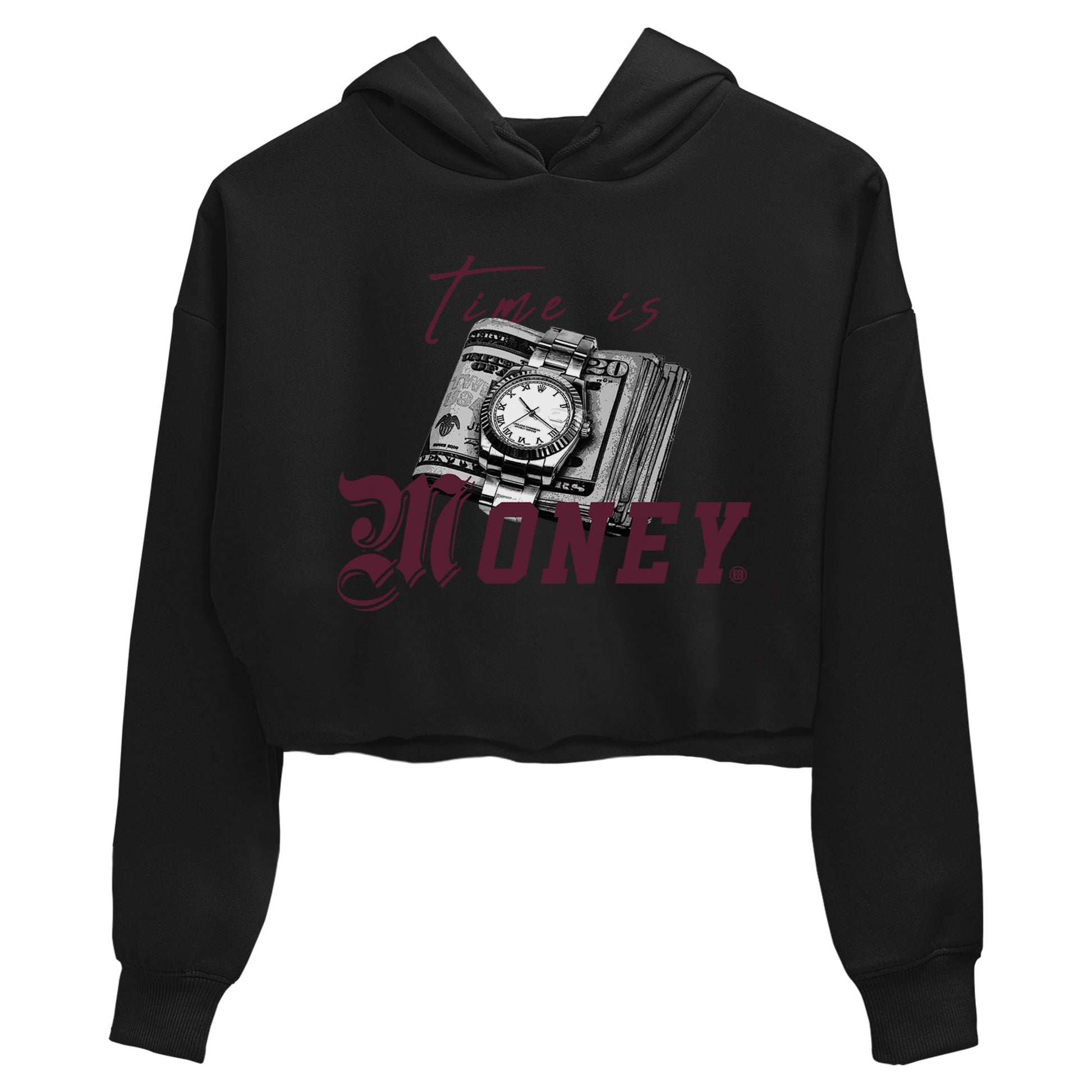 Air Jordan 5 Burgundy Sneaker Match Tees Time Is Money Sneaker T-Shirt AJ5 Burgundy Sneaker Release Tees Women's Shirts Black 2