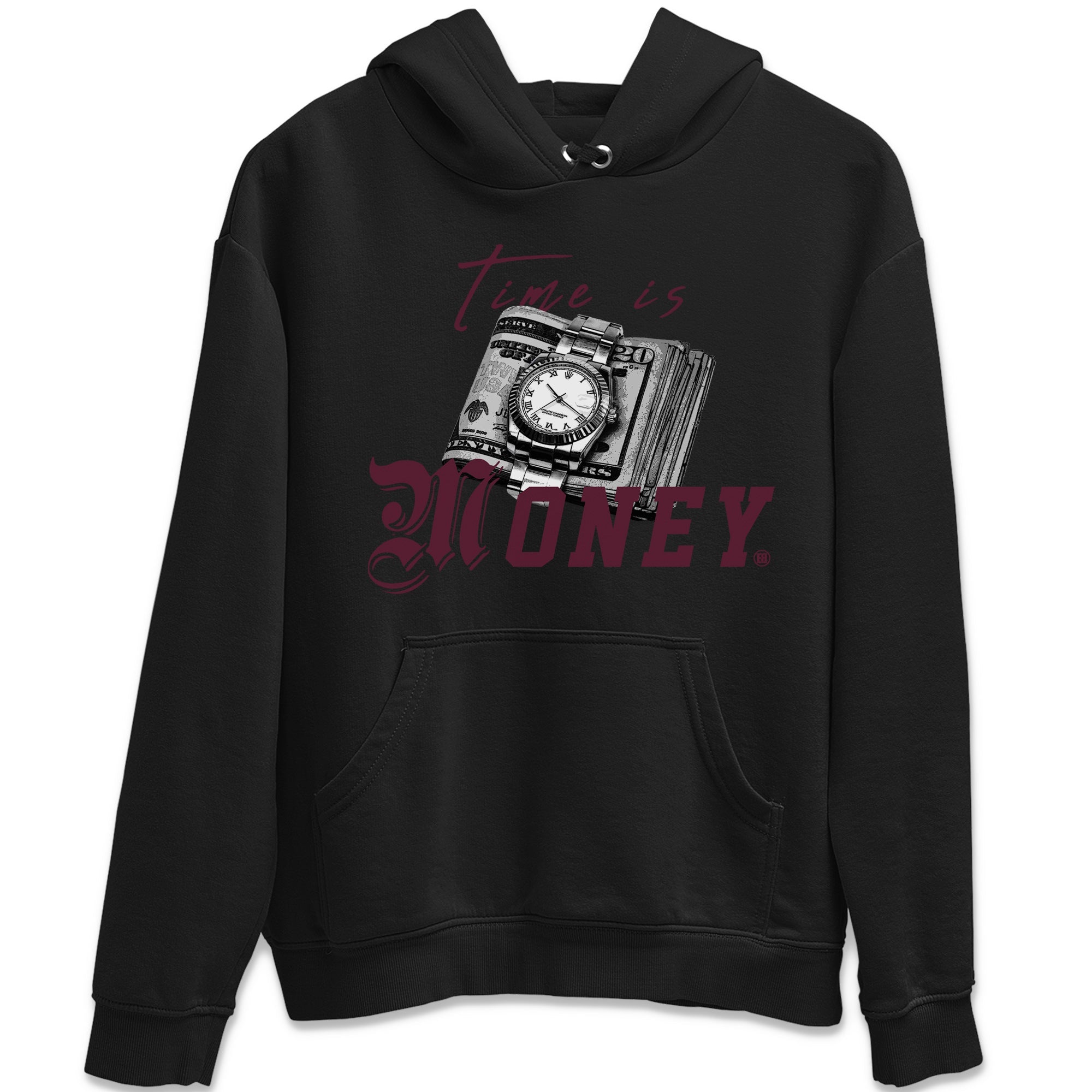 Air Jordan 5 Burgundy Sneaker Match Tees Time Is Money Sneaker T-Shirt AJ5 Burgundy Sneaker Release Tees Unisex Shirts Black 2