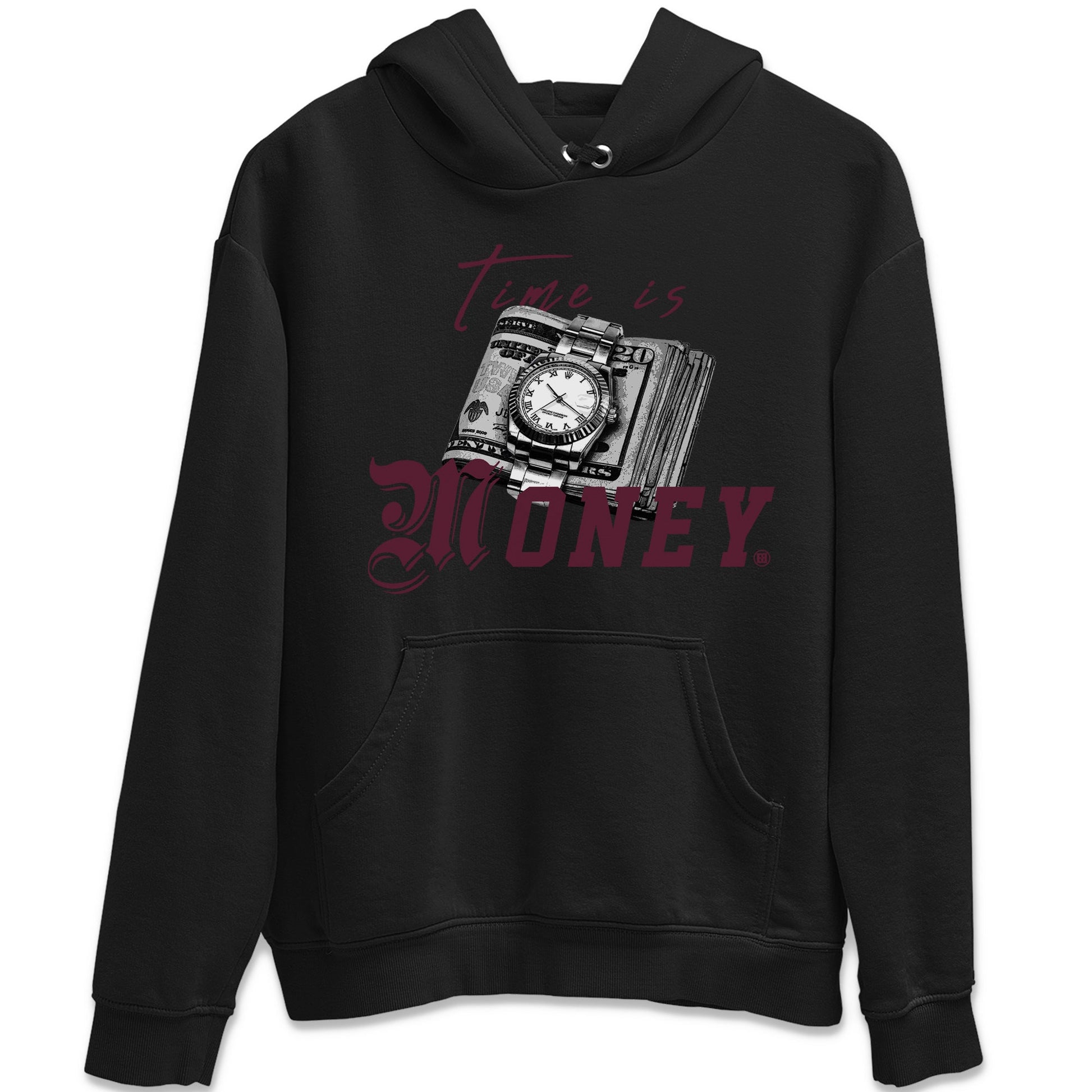 Air Jordan 5 Burgundy Sneaker Match Tees Time Is Money Sneaker T-Shirt AJ5 Burgundy Sneaker Release Tees Unisex Shirts Black 2