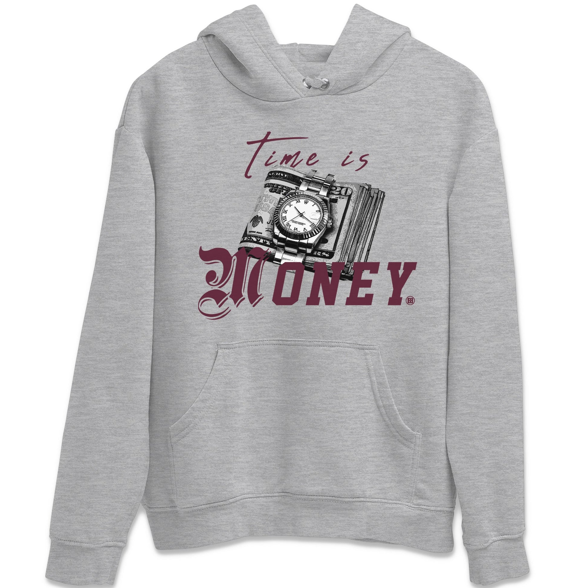Air Jordan 5 Burgundy Sneaker Match Tees Time Is Money Sneaker T-Shirt AJ5 Burgundy Sneaker Release Tees Unisex Shirts Heather Grey 2