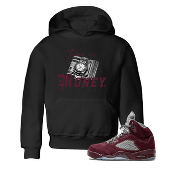 Air Jordan 5 Burgundy Sneaker Match Tees Time Is Money Sneaker T-Shirt AJ5 Burgundy Sneaker Release Tees Kids Shirts Black 1