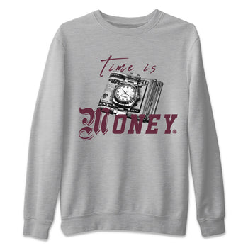 Air Jordan 5 Burgundy Sneaker Match Tees Time Is Money Sneaker T-Shirt AJ5 Burgundy Sneaker Release Tees Unisex Shirts Heather Grey 2