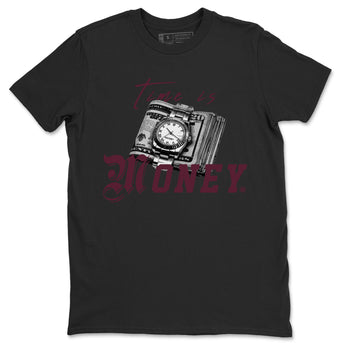 Air Jordan 5 Burgundy Sneaker Match Tees Time Is Money Sneaker T-Shirt AJ5 Burgundy Sneaker Release Tees Unisex Shirts Black 2