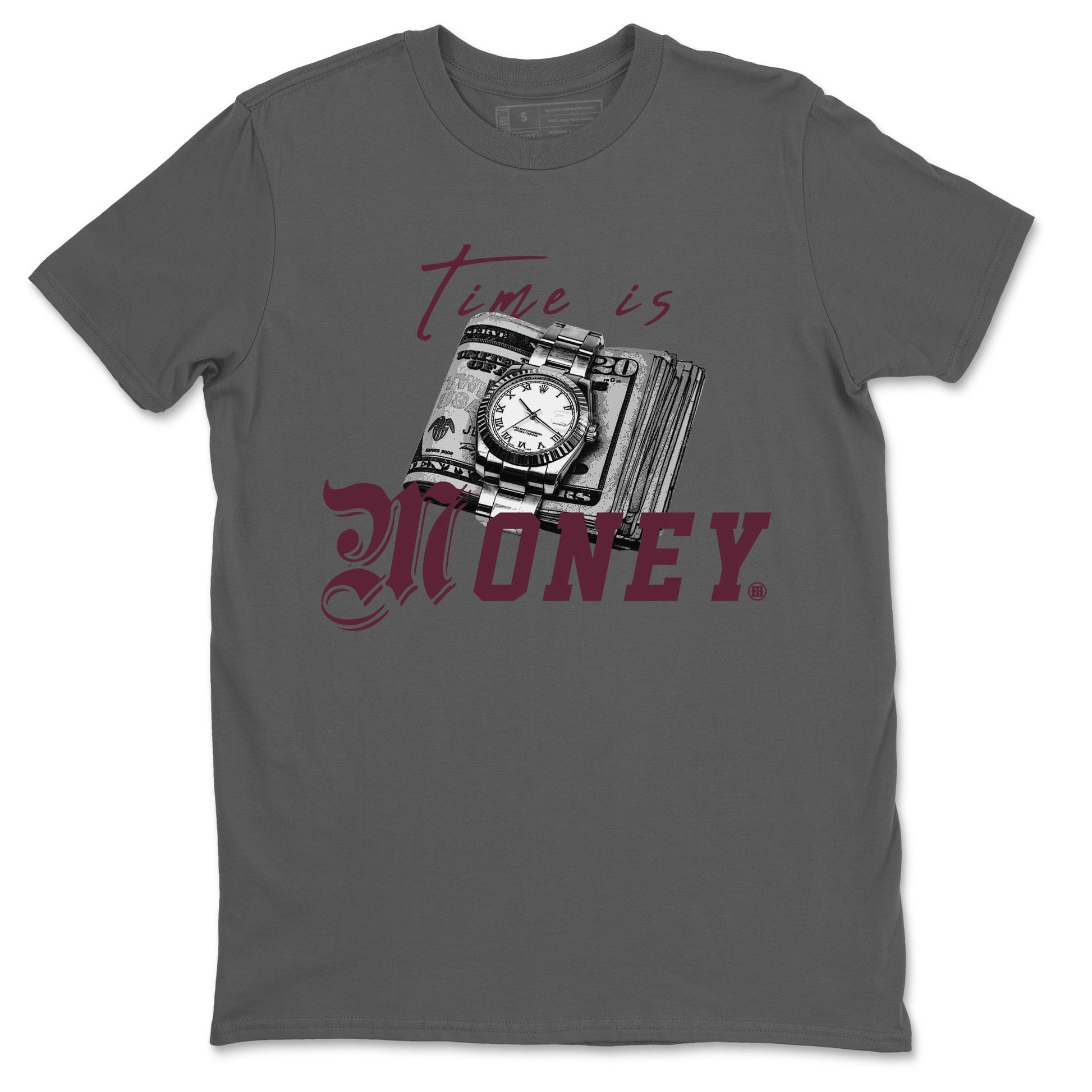 Air Jordan 5 Burgundy Sneaker Match Tees Time Is Money Sneaker T-Shirt AJ5 Burgundy Sneaker Release Tees Unisex Shirts Cool Grey 2