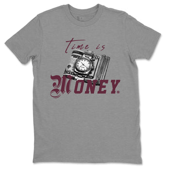Air Jordan 5 Burgundy Sneaker Match Tees Time Is Money Sneaker T-Shirt AJ5 Burgundy Sneaker Release Tees Unisex Shirts Heather Grey 2