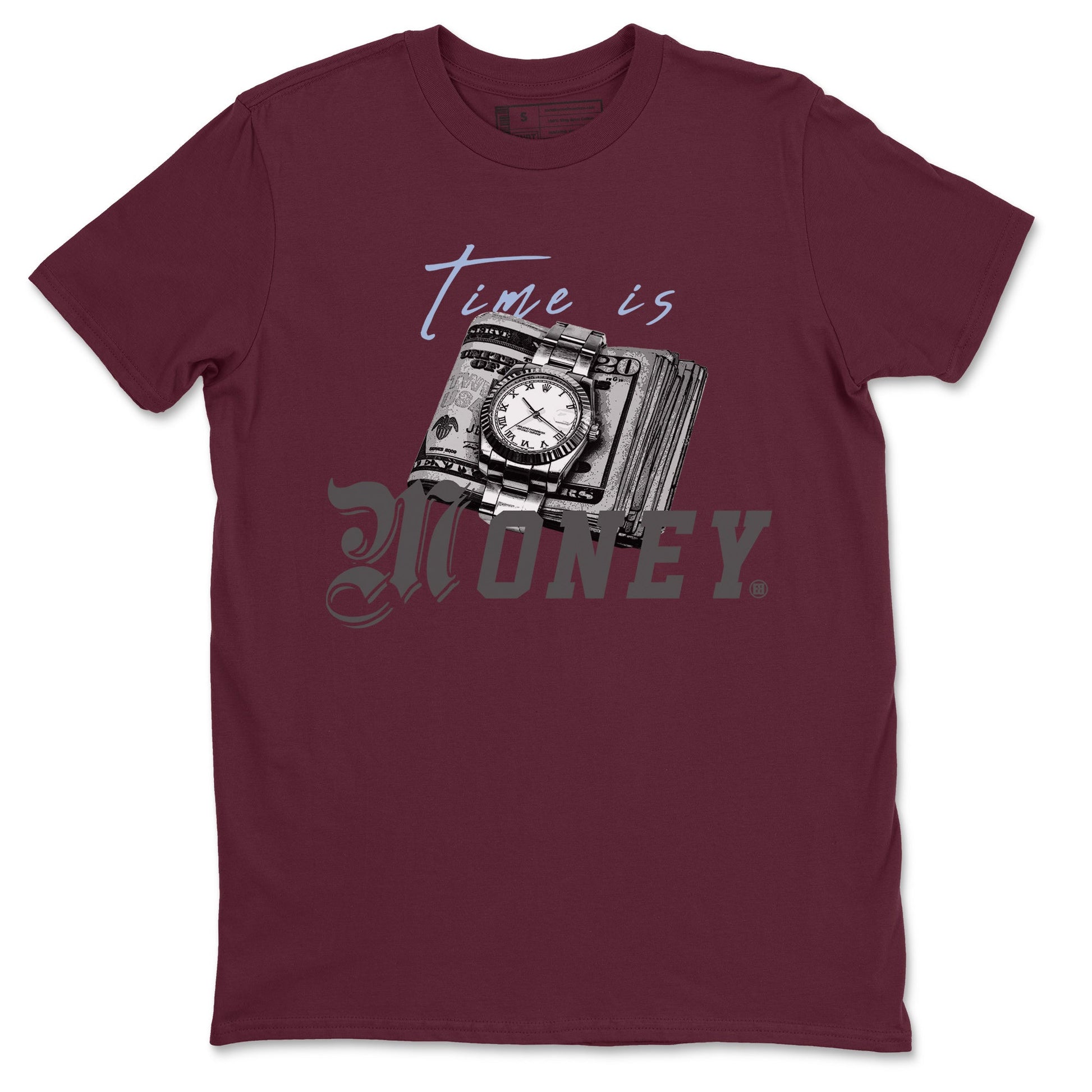Air Jordan 5 Burgundy Sneaker Match Tees Time Is Money Sneaker T-Shirt AJ5 Burgundy Sneaker Release Tees Unisex Shirts Maroon 2
