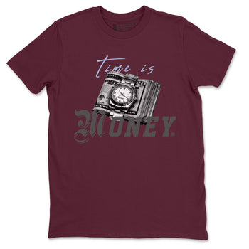 Air Jordan 5 Burgundy Sneaker Match Tees Time Is Money Sneaker T-Shirt AJ5 Burgundy Sneaker Release Tees Unisex Shirts Maroon 2