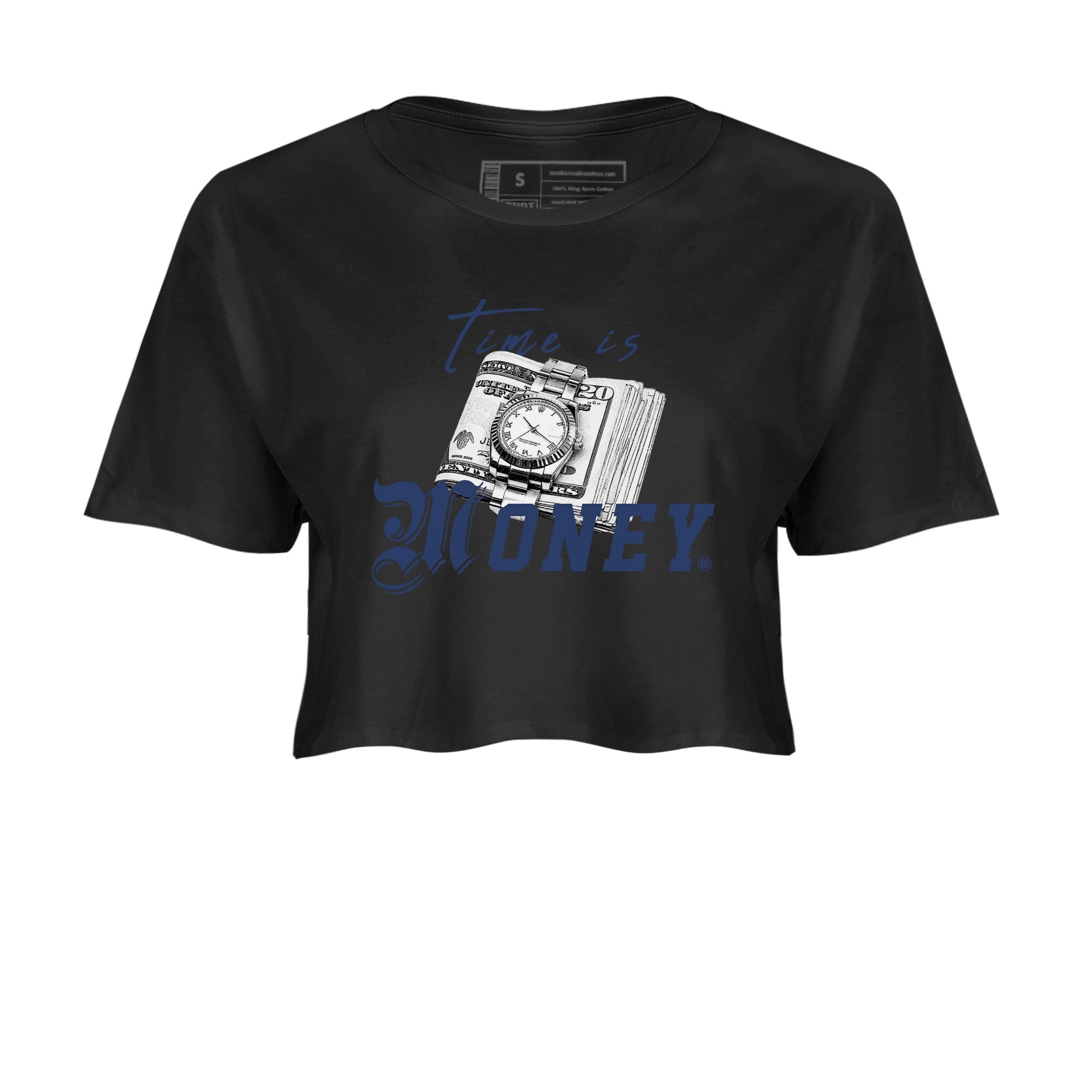 Jordan 5 Retro Midnight Navy shirt to match jordans Time Is Money sneaker tees Air Jordan 5 Georgetown SNRT Sneaker Release Tees Black 2 Crop T-Shirt
