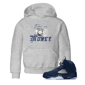 Jordan 5 Retro Midnight Navy shirt to match jordans Time Is Money sneaker tees Air Jordan 5 Georgetown SNRT Sneaker Release Tees Baby Toddler Heather Grey 1 T-Shirt