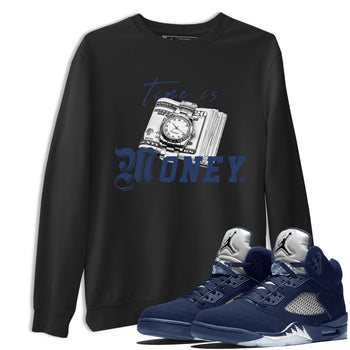 Jordan 5 Retro Midnight Navy shirt to match jordans Time Is Money sneaker tees Air Jordan 5 Georgetown SNRT Sneaker Release Tees Unisex Black 1 T-Shirt