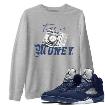 Jordan 5 Retro Midnight Navy shirt to match jordans Time Is Money sneaker tees Air Jordan 5 Georgetown SNRT Sneaker Release Tees Unisex Heather Grey 1 T-Shirt