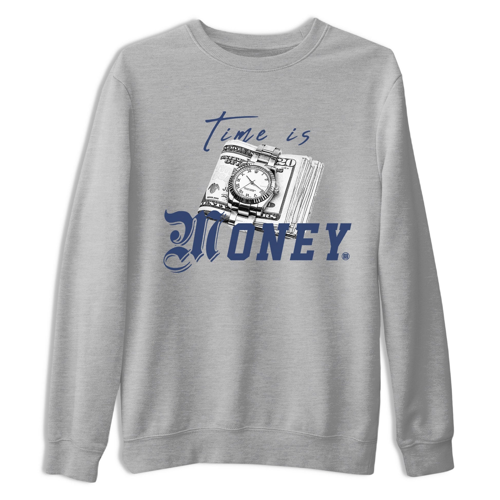 Jordan 5 Retro Midnight Navy shirt to match jordans Time Is Money sneaker tees Air Jordan 5 Georgetown SNRT Sneaker Release Tees Unisex Heather Grey 2 T-Shirt