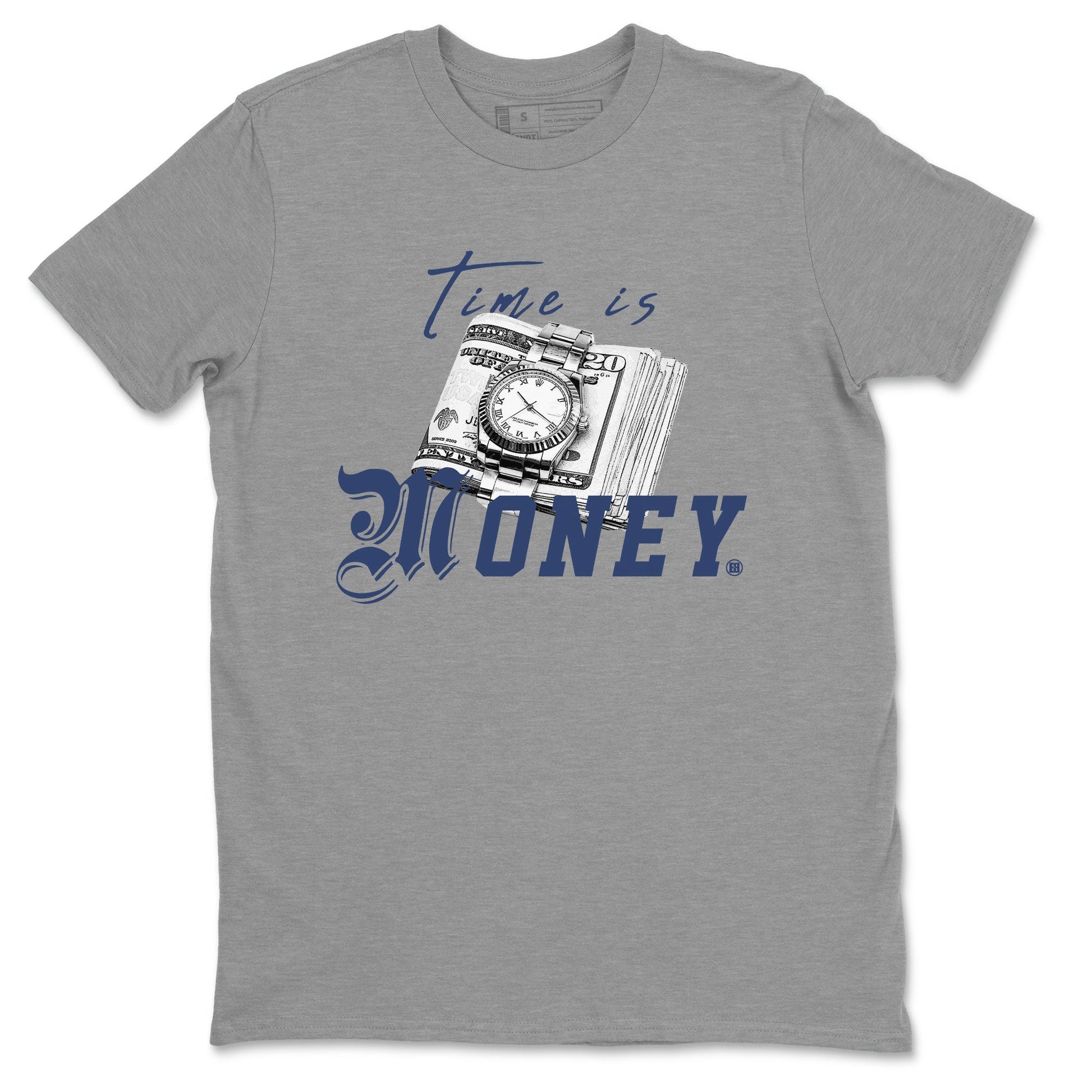 Jordan 5 Retro Midnight Navy shirt to match jordans Time Is Money sneaker tees Air Jordan 5 Georgetown SNRT Sneaker Release Tees Unisex Heather Grey 2 T-Shirt