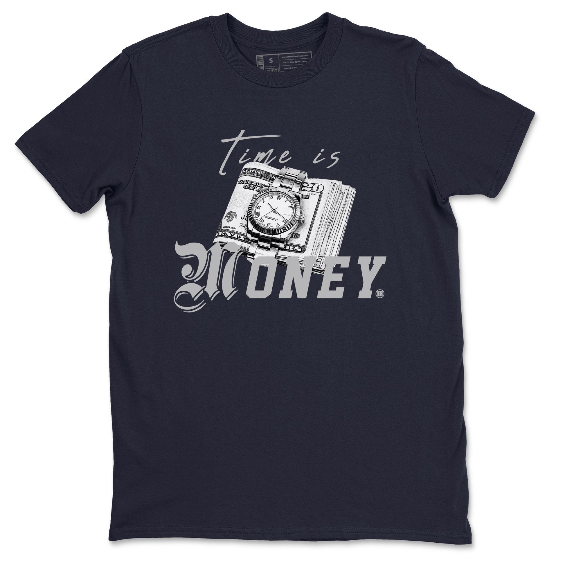 Jordan 5 Retro Midnight Navy shirt to match jordans Time Is Money sneaker tees Air Jordan 5 Georgetown SNRT Sneaker Release Tees Unisex Navy 2 T-Shirt