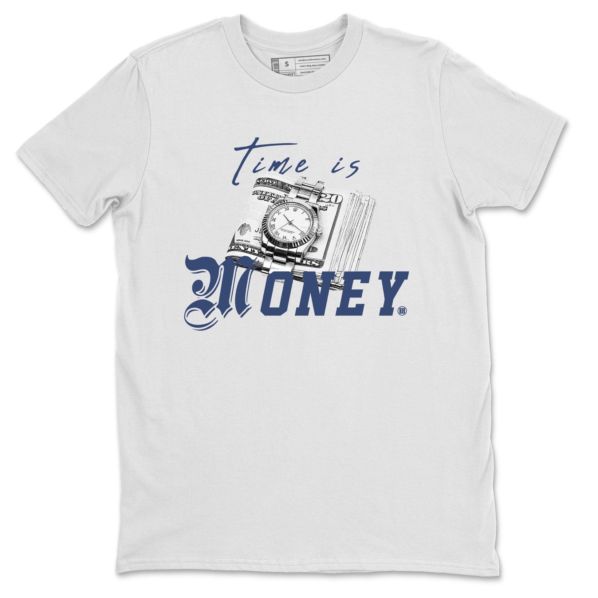 Jordan 5 Retro Midnight Navy shirt to match jordans Time Is Money sneaker tees Air Jordan 5 Georgetown SNRT Sneaker Release Tees Unisex White 2 T-Shirt
