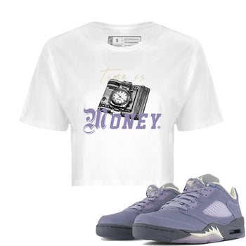 5s Indigo Haze Sneaker Match Tees Time Is Money Sneaker T-Shirt Air Jordan 5 Indigo Haze Sneaker Release Tees Women's Shirts White 1