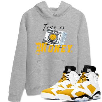 Time Is Money sneaker match tees to Yellow Ochre 6s street fashion brand for shirts to match Jordans SNRT Sneaker Tees Air Jordan 6 Yellow Ochre unisex t-shirt Heather Grey 1 unisex shirt