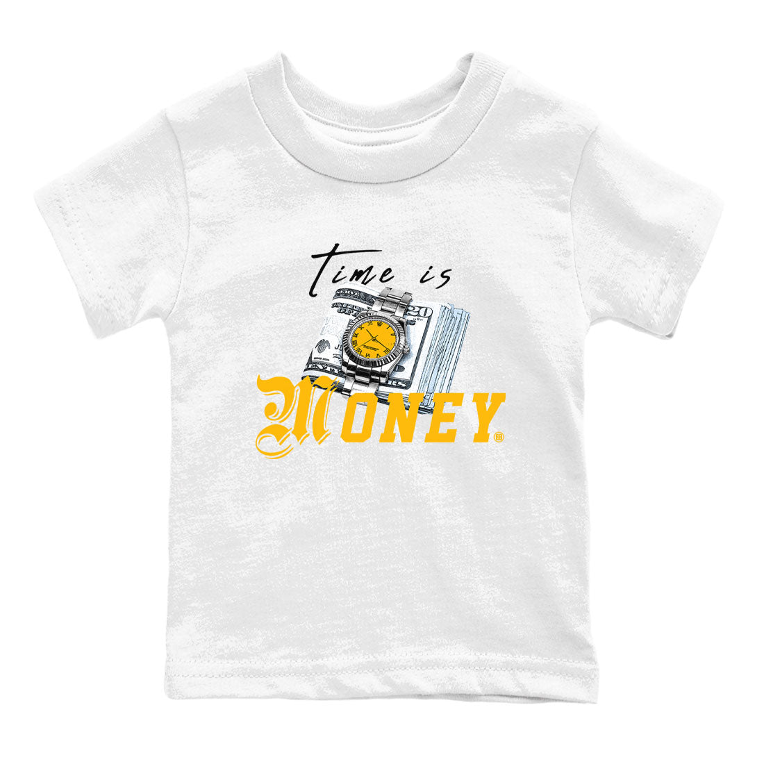 Time Is Money sneaker match tees to Yellow Ochre 6s street fashion brand for shirts to match Jordans SNRT Sneaker Tees Air Jordan 6 Yellow Ochre unisex t-shirt White 2 youth shirt