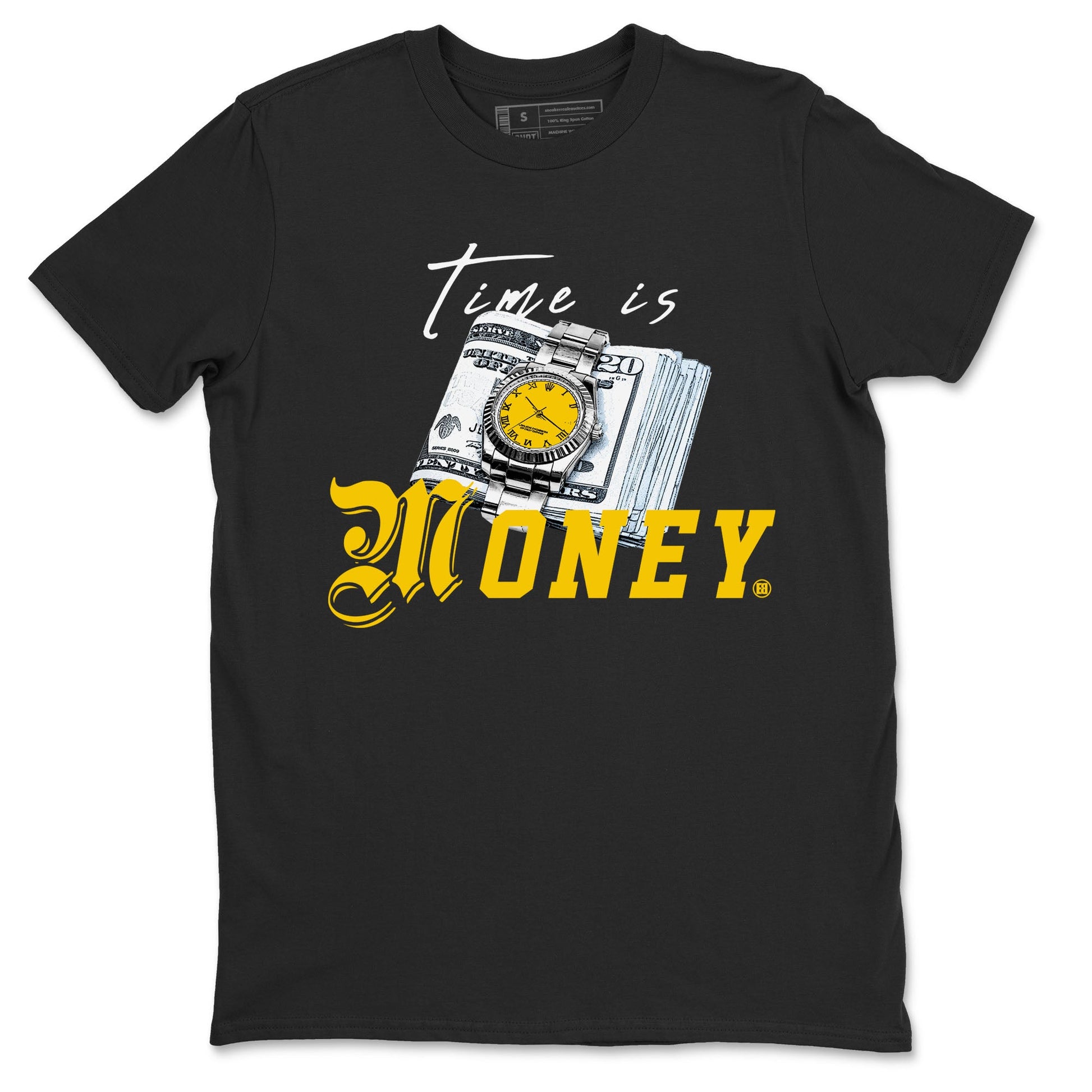 Time Is Money sneaker match tees to Yellow Ochre 6s street fashion brand for shirts to match Jordans SNRT Sneaker Tees Air Jordan 6 Yellow Ochre unisex t-shirt Black 2 unisex shirt
