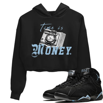 Air Jordan 7 Chambray Sneaker Match Tees Time Is Money Sneaker T-Shirt AJ7 Chambray Sneaker Release Tees Women's Shirts Black 1