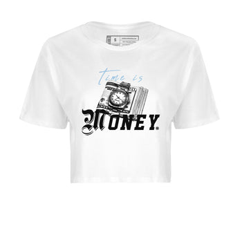 Air Jordan 7 Chambray Sneaker Match Tees Time Is Money Sneaker T-Shirt AJ7 Chambray Sneaker Release Tees Women's Shirts White 2