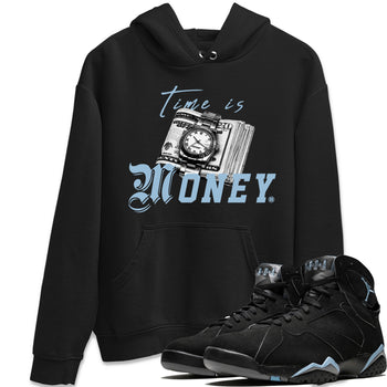 Air Jordan 7 Chambray Sneaker Match Tees Time Is Money Sneaker T-Shirt AJ7 Chambray Sneaker Release Tees Unisex Shirts Black 1