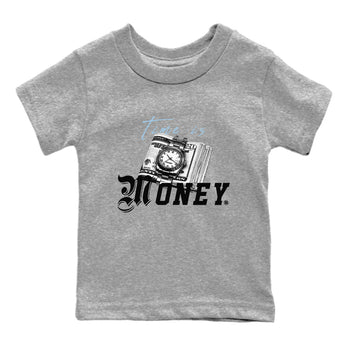 Air Jordan 7 Chambray Sneaker Match Tees Time Is Money Sneaker T-Shirt AJ7 Chambray Sneaker Release Tees Kids Shirts Heather Grey 2
