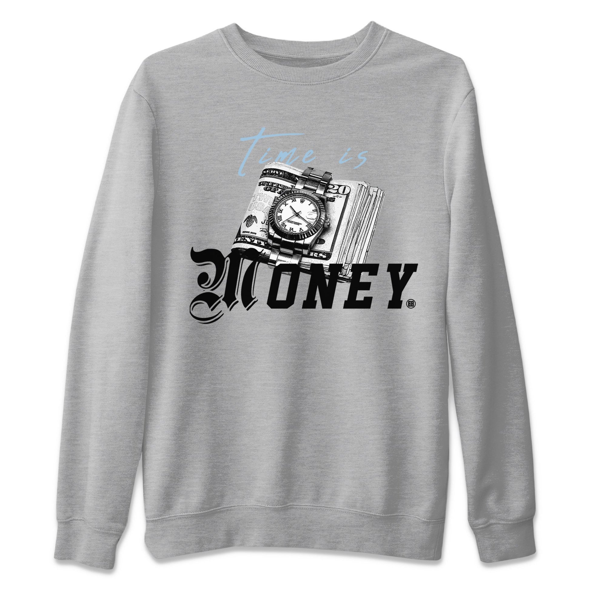 Air Jordan 7 Chambray Sneaker Match Tees Time Is Money Sneaker T-Shirt AJ7 Chambray Sneaker Release Tees Unisex Shirts Heather Grey 2