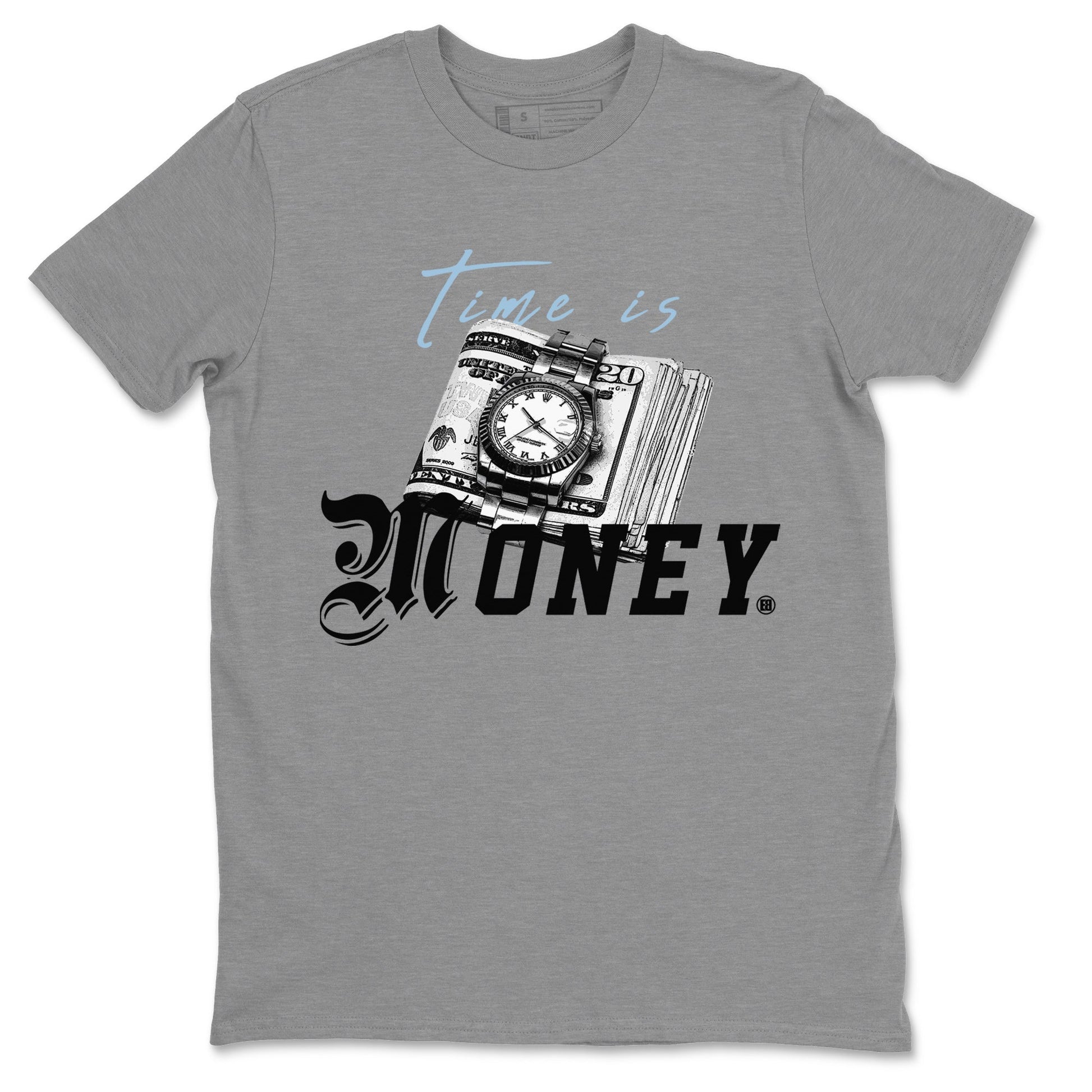 Air Jordan 7 Chambray Sneaker Match Tees Time Is Money Sneaker T-Shirt AJ7 Chambray Sneaker Release Tees Unisex Shirts Heather Grey 2