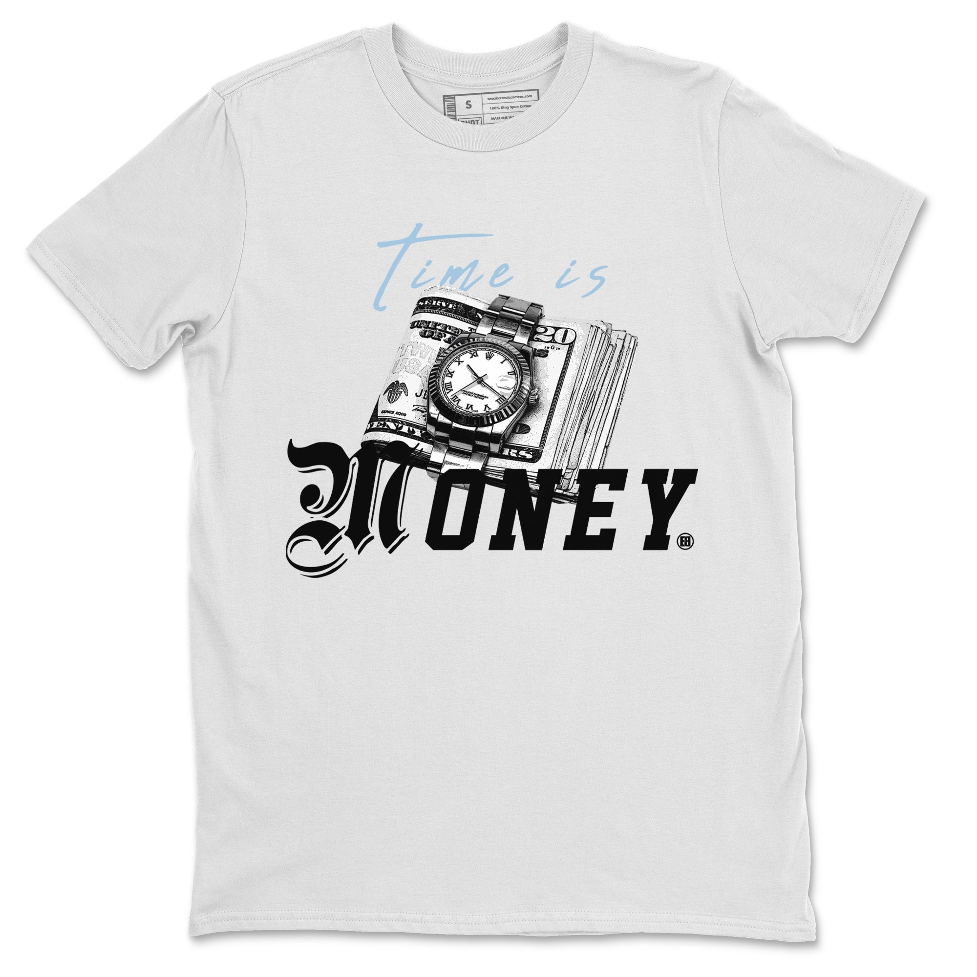 Air Jordan 7 Chambray Sneaker Match Tees Time Is Money Sneaker T-Shirt AJ7 Chambray Sneaker Release Tees Unisex Shirts White 2